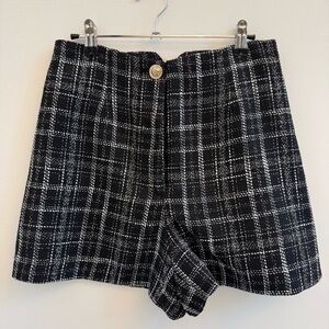 Zara Black and White Plaid Women Shorts